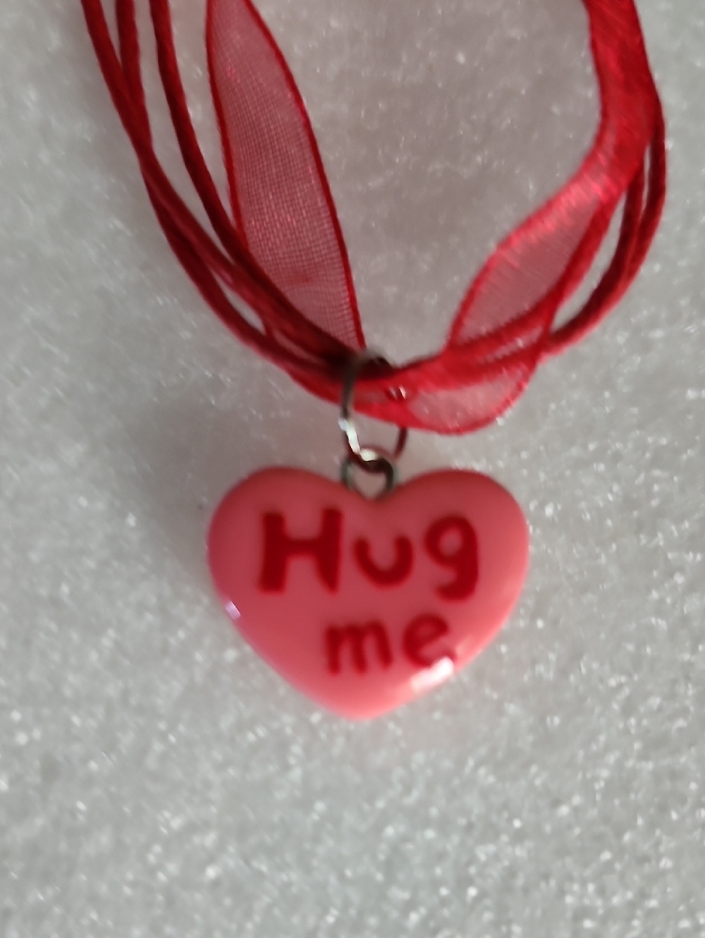 Hand Crafted Pink & Red Heart 'Hug Me' Necklace
